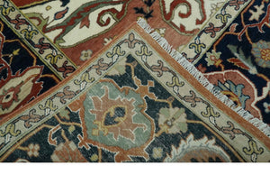 Traditional Heriz Rust and Blue Fine Hand Knotted 9x12 wool area rug