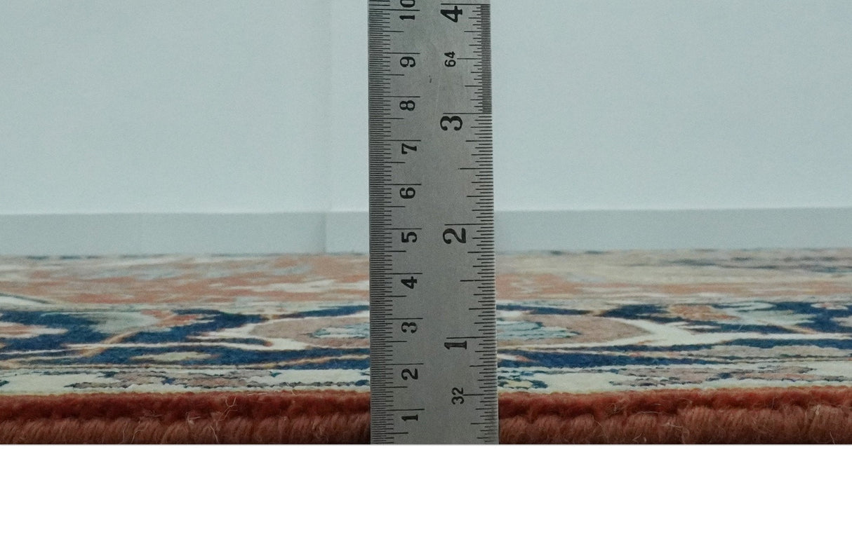 Traditional Heriz Rust and Blue Fine Hand Knotted 9x12 wool area rug