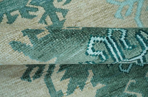 Traditional Large Design 5x8 Beige, Teal and Aqua Hand knotted wool area rug