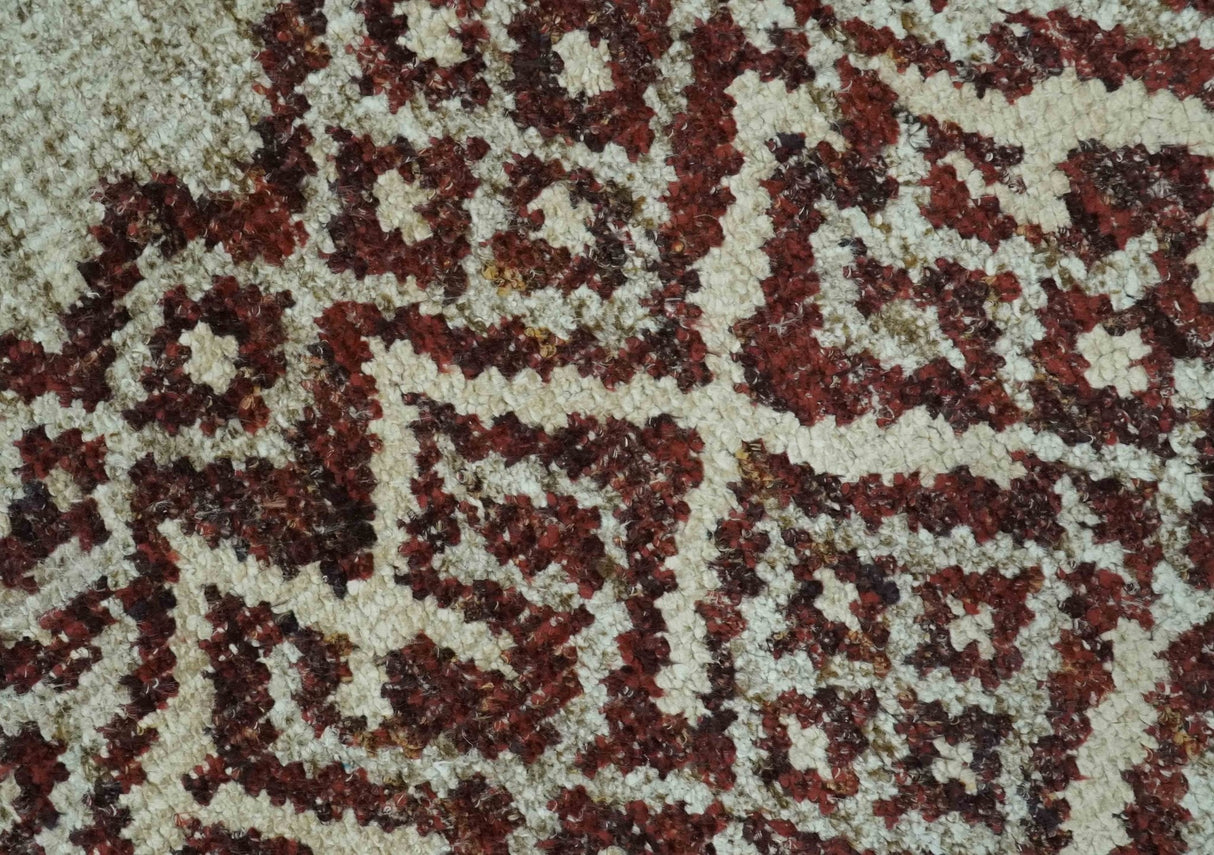 Traditional Large design 5x8 Olive, Silver and Brown Hand knotted wool area rug