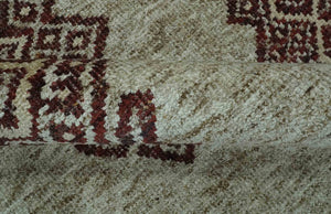 Traditional Large design 5x8 Olive, Silver and Brown Hand knotted wool area rug
