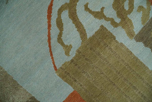 Traditional Leaf Hand woven Olive, Green and Aqua Indoor wool Area Rug