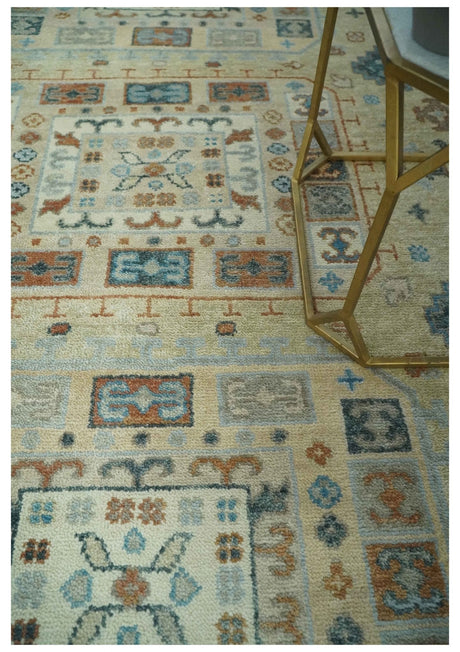 Traditional Mamluk Design Beige and Ivory Hand Knotted 8x10 wool area rug