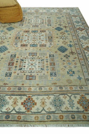 Traditional Mamluk Design Beige and Ivory Hand Knotted 8x10 wool area rug