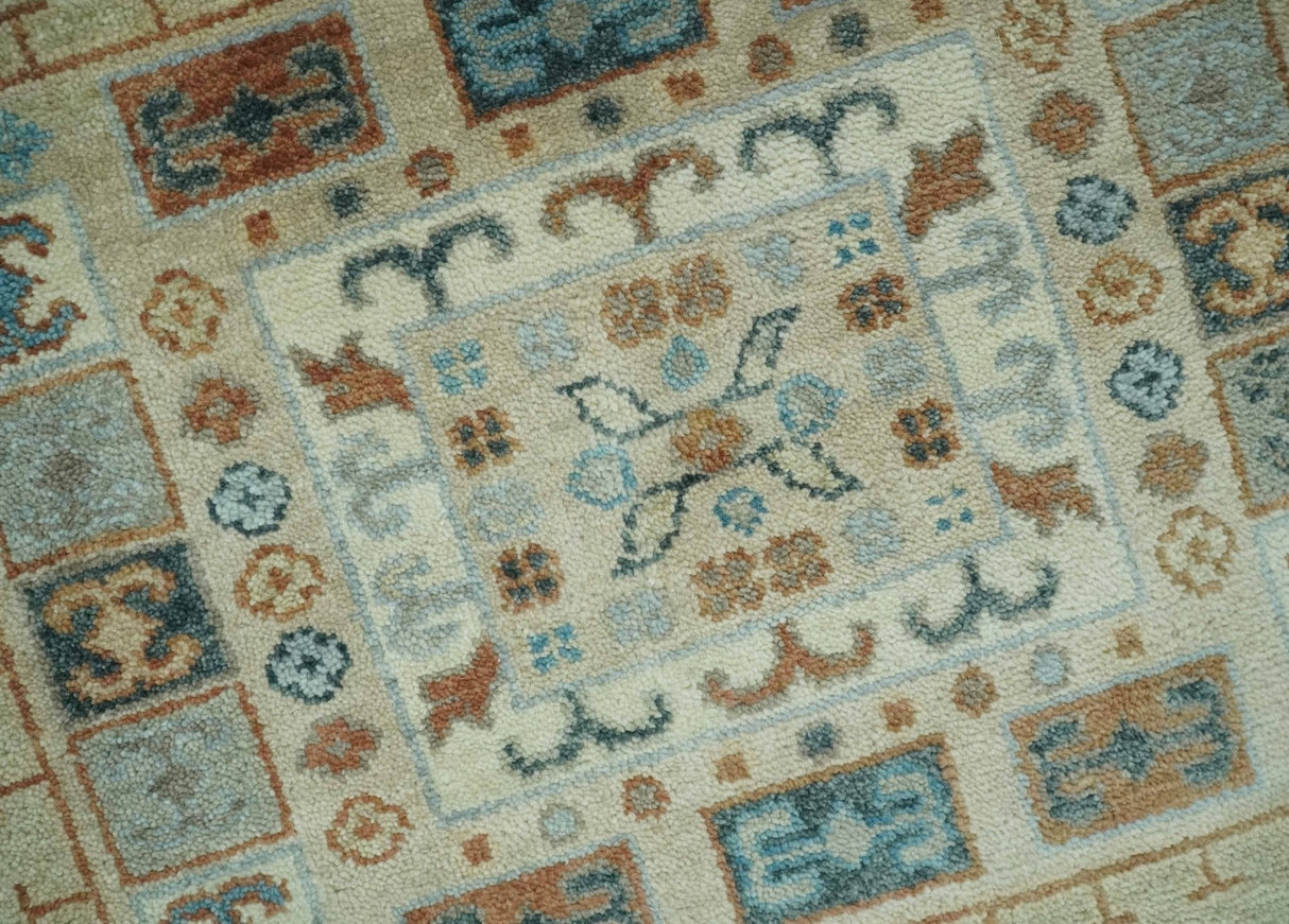 Traditional Mamluk Design Beige and Ivory Hand Knotted 8x10 wool area rug