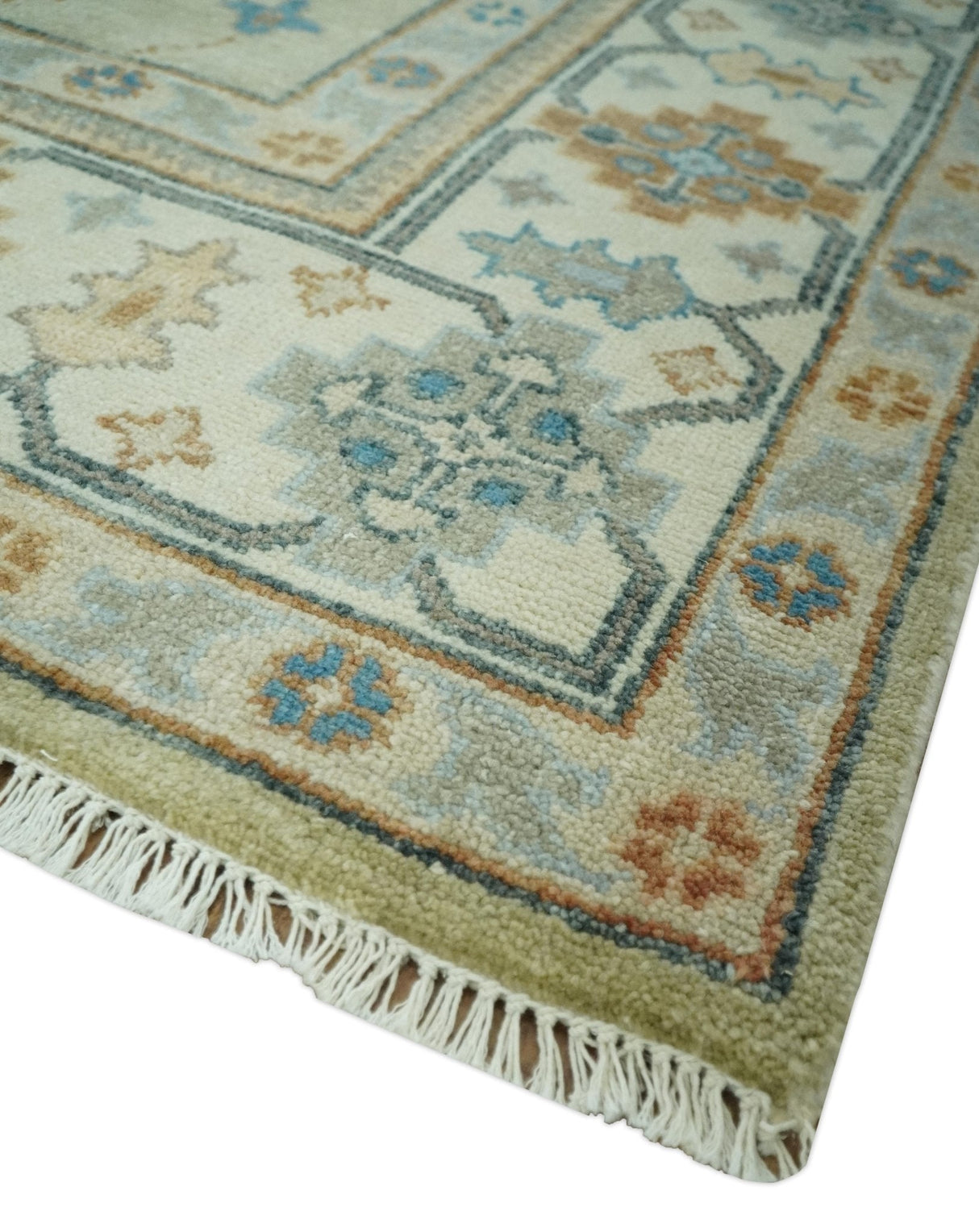 Traditional Mamluk Design Beige and Ivory Hand Knotted 8x10 wool area rug
