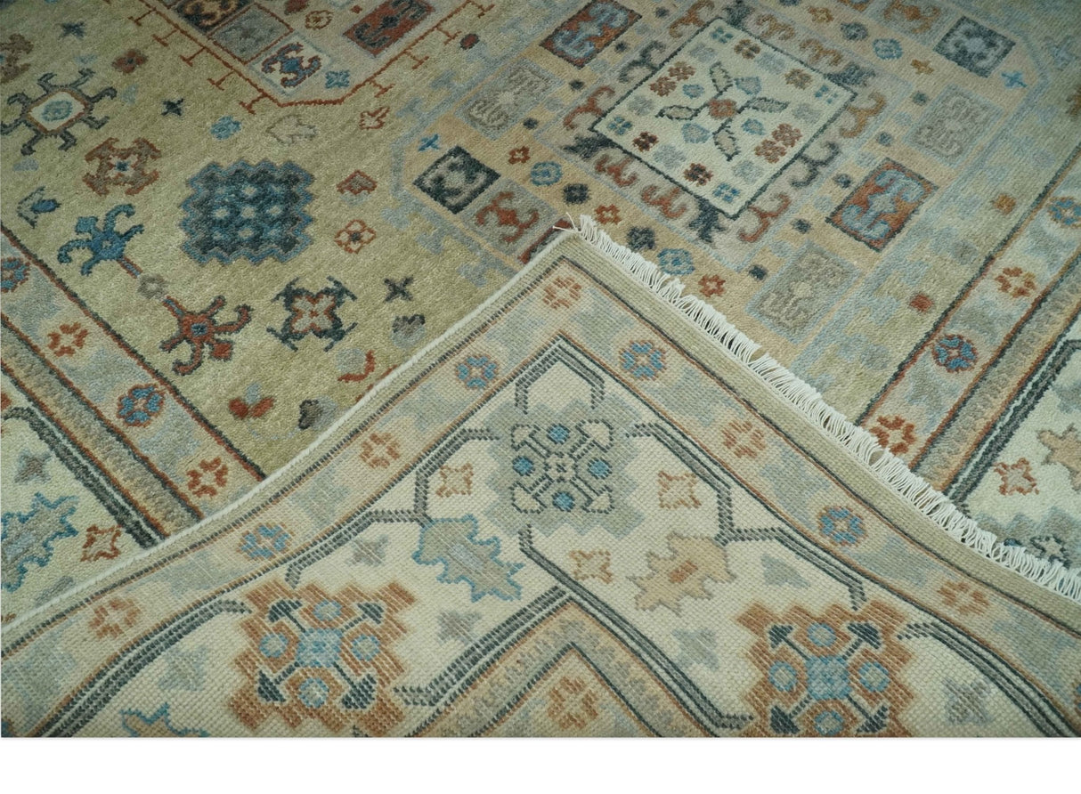 Traditional Mamluk Design Beige and Ivory Hand Knotted 8x10 wool area rug