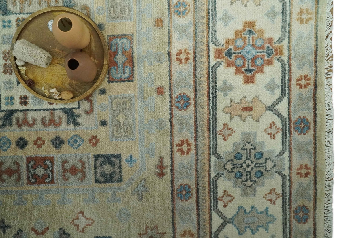Traditional Mamluk Design Beige and Ivory Hand Knotted 8x10 wool area rug