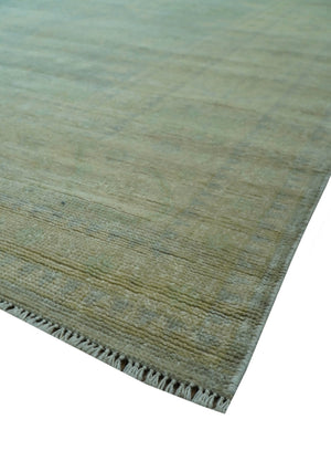 Traditional Oushak Beige And Blue 10x14 Hand Knotted Wool Area Rug