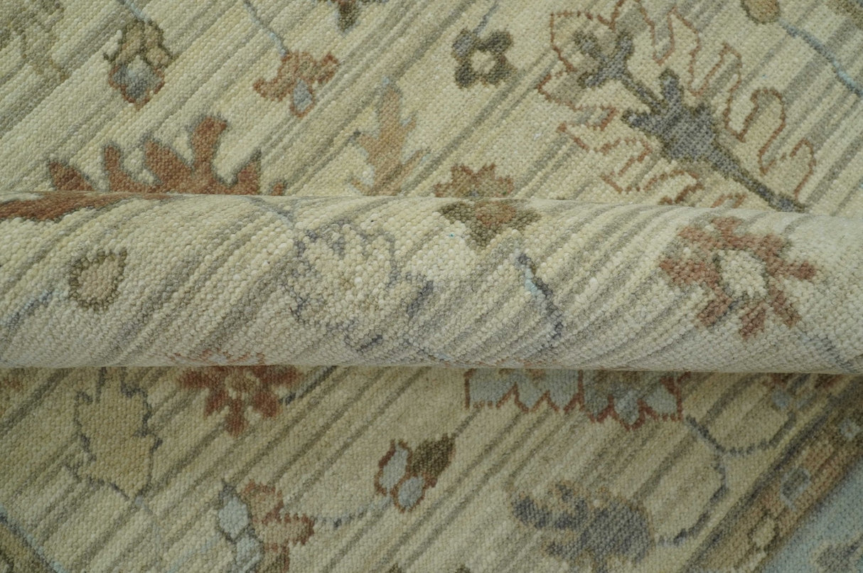 Traditional Oushak Beige, Brown And Blue 8X10 Hand Knotted wool rug