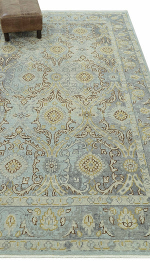 Traditional Oushak Design Blue, Brown And Gray 6X9 Hand Knotted wool rug