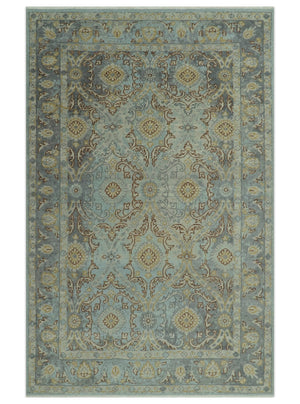 Traditional Oushak Design Blue, Brown And Gray 6X9 Hand Knotted wool rug