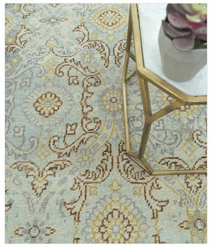 Traditional Oushak Design Blue, Brown And Gray 6X9 Hand Knotted wool rug