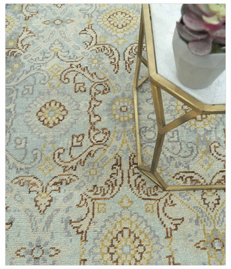 Traditional Oushak Design Blue, Brown And Gray 6X9 Hand Knotted wool rug