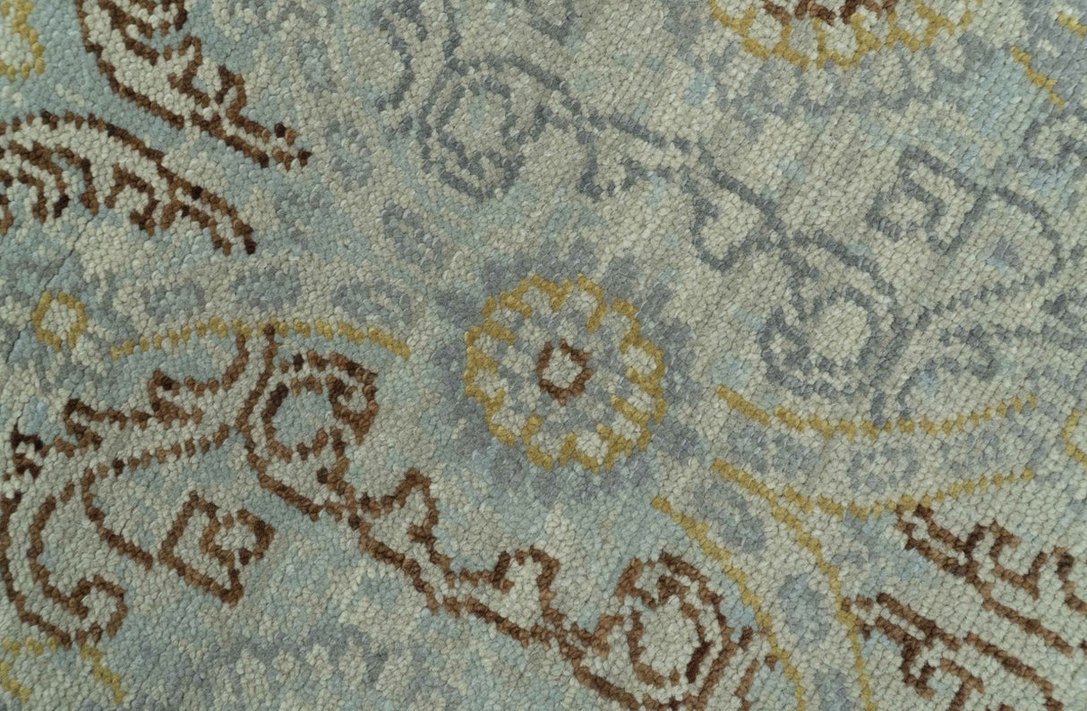 Traditional Oushak Design Blue, Brown And Gray 6X9 Hand Knotted wool rug