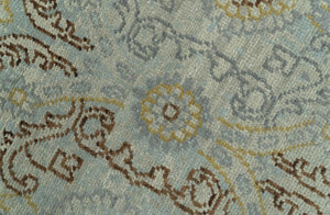 Traditional Oushak Design Blue, Brown And Gray 6X9 Hand Knotted wool rug