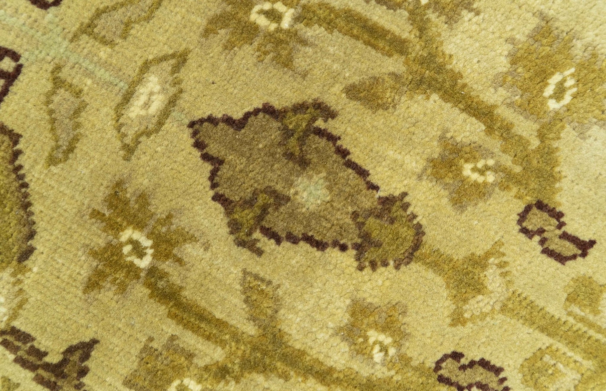 Traditional Oushak Design Gold And Brown 3x12 Hand Knotted Wool Area Rug
