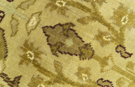 Traditional Oushak Design Gold And Brown 3x12 Hand Knotted Wool Area Rug