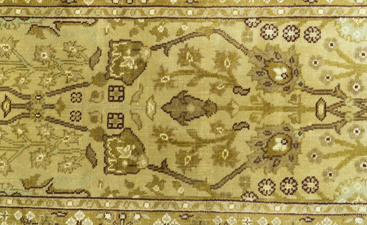 Traditional Oushak Design Gold And Brown 3x12 Hand Knotted Wool Area Rug