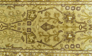 Traditional Oushak Design Gold And Brown 3x12 Hand Knotted Wool Area Rug