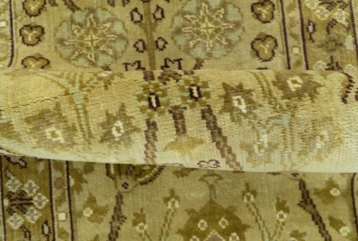 Traditional Oushak Design Gold And Brown 3x12 Hand Knotted Wool Area Rug