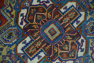 Traditional Rust, Ivory, Beige and Charcoal 9x12 Hand knotted Wool Area Rug, Living Room and Bedroom Rug
