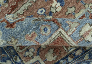 Traditional Serapi Design Rust And Blue Hand Knotted 8x10 Wool Area Rug
