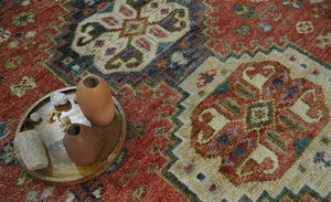 Traditional floral Rust, Charcoal and Beige Mamluk design 8x10 wool Area Rug