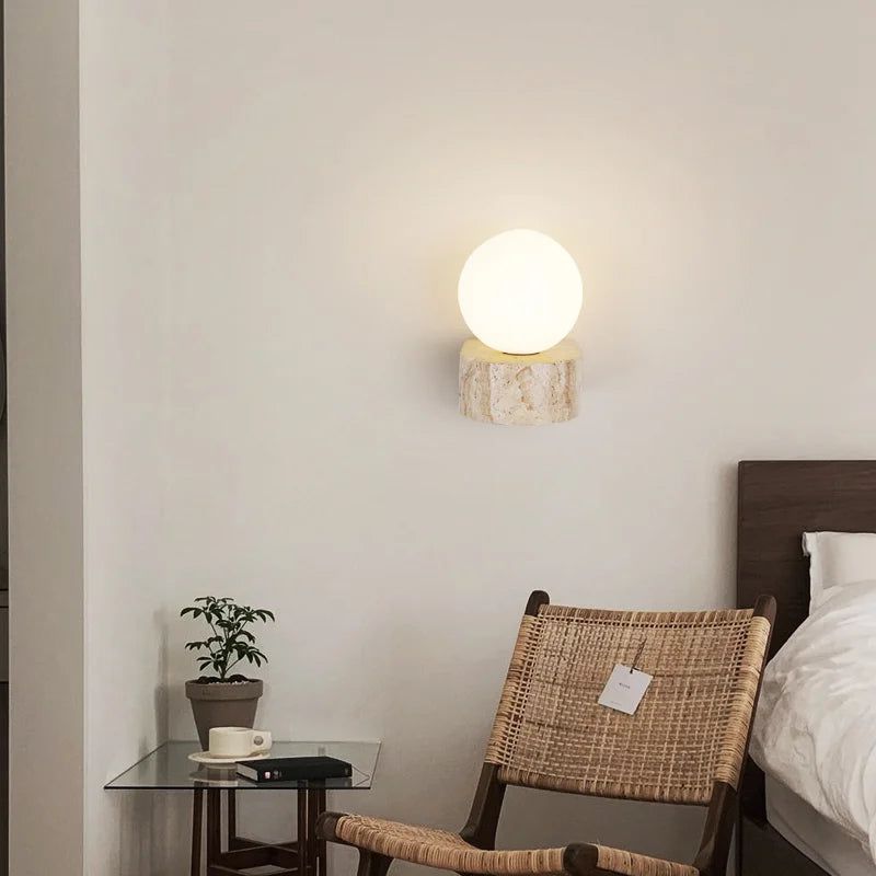 Travertine Orb Wall Light