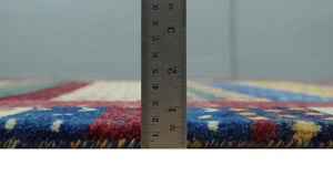 Tree 5x7 Multicolor Red and Blue Hand Knotted Wool Hand Made Lori Rug | KNT45