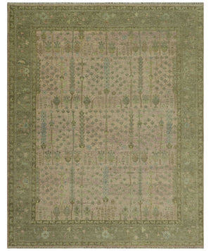 Tree of life Beige, Purple and Olive Hand Knotted Traditional Floral Custom Made wool rug