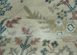 Tree of life Ivory, Teal, Olive and Brown Hand Knotted Traditional Oushak wool Area Rug