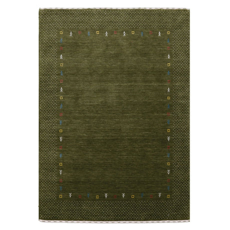 Tribal Border Design Hand Loomed Wool Area Rug