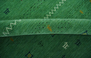 Tribal Design Green Traditional Hand loom 4.6x7 Wool Area Rug