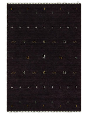 Tribal look Dark Purple Traditional Hand loom 4.6x7 Wool Area Rug