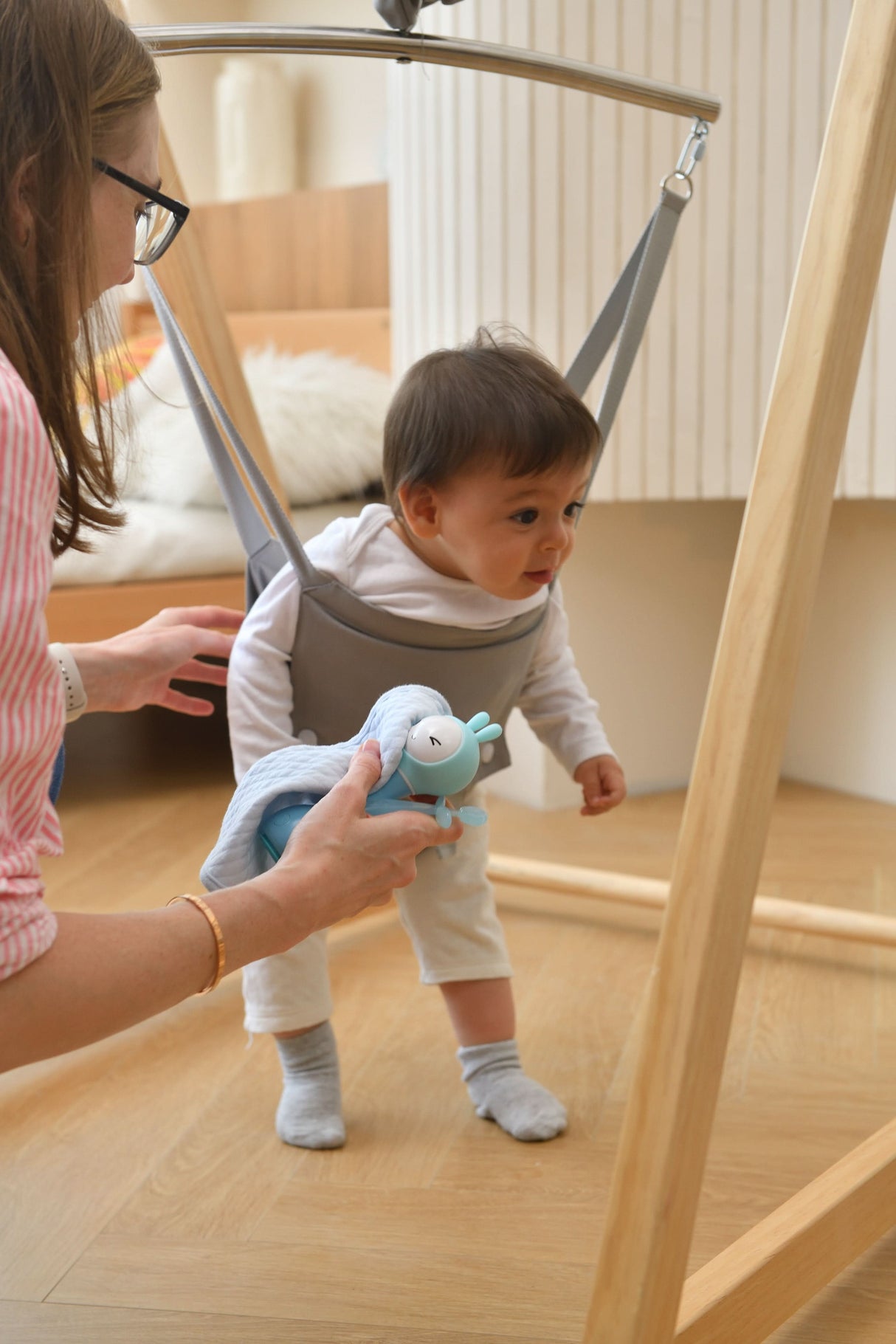 Tulip Foldable Baby Bouncer with Safety Harness | Lightweight & Portable Infant Seat