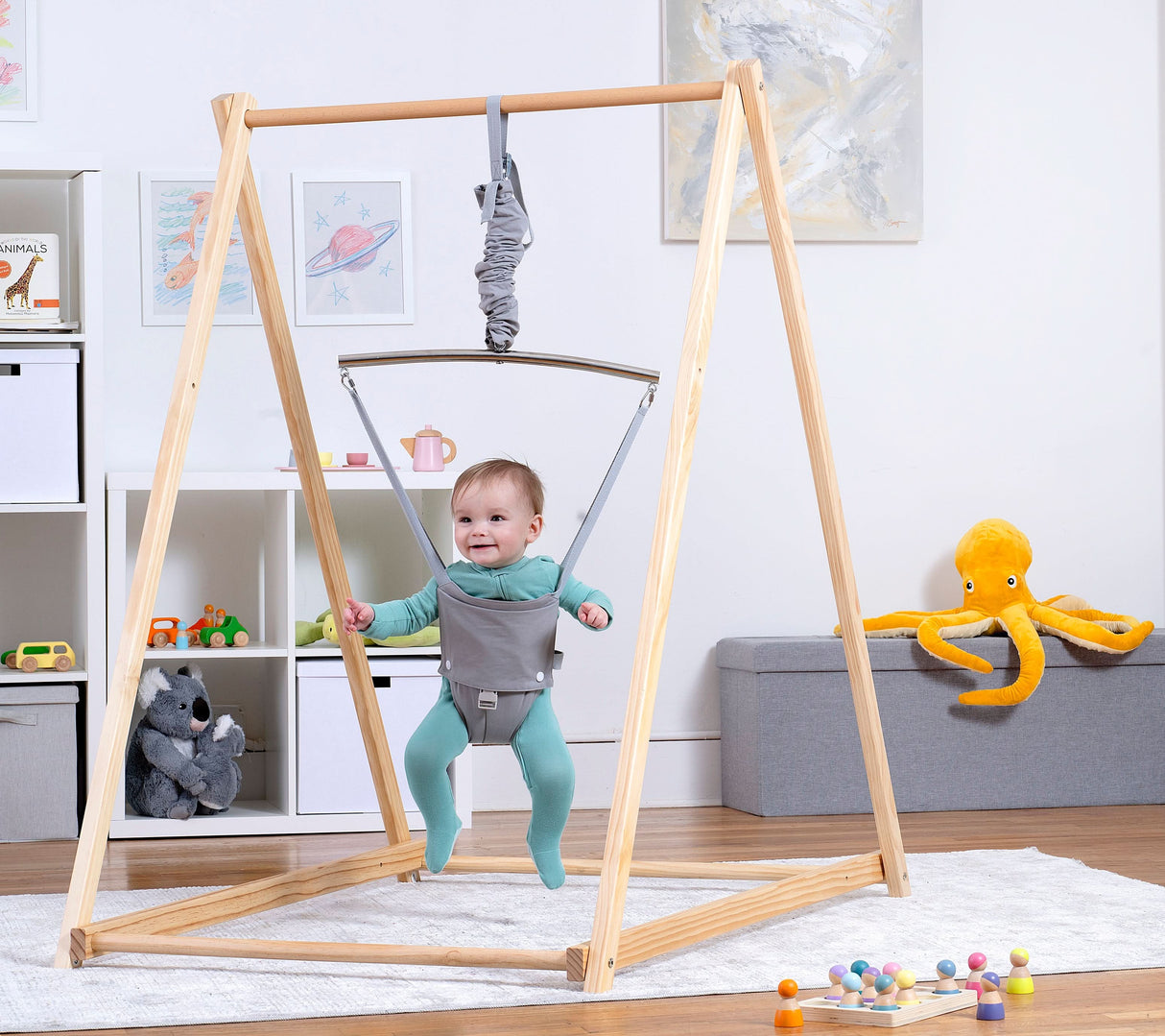 Tulip Foldable Baby Bouncer with Safety Harness | Lightweight & Portable Infant Seat