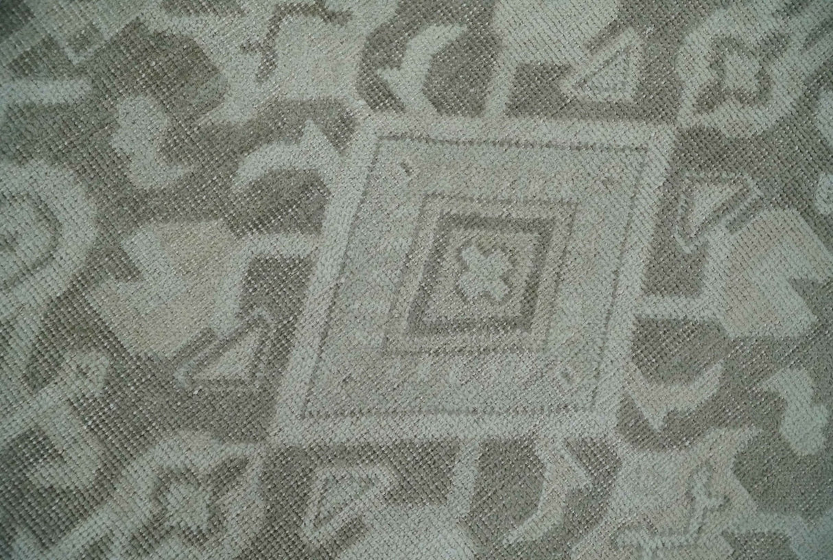 Turkish Design Brown and Ivory 8x10 Hand Knotted Antique Style Traditional Low Pile Wool Rug