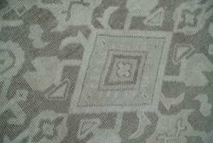 Turkish Design Brown and Ivory 8x10 Hand Knotted Antique Style Traditional Low Pile Wool Rug