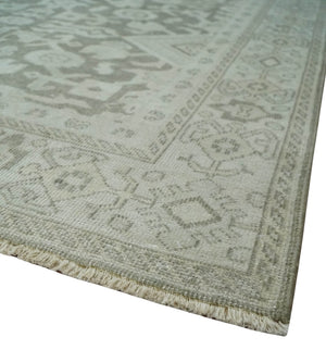 Turkish Design Brown and Ivory 8x10 Hand Knotted Antique Style Traditional Low Pile Wool Rug