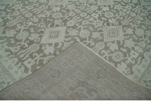 Turkish Design Brown and Ivory 8x10 Hand Knotted Antique Style Traditional Low Pile Wool Rug