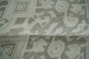 Turkish Design Brown and Ivory 8x10 Hand Knotted Antique Style Traditional Low Pile Wool Rug