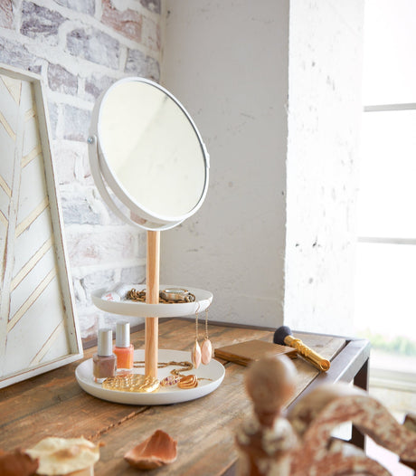 Two-Tier Jewelry Tray With Mirror - Steel + Wood