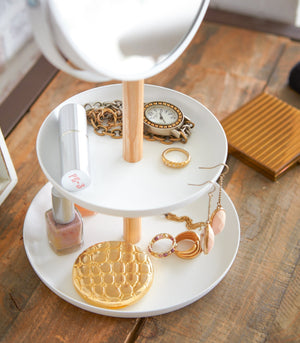 Two-Tier Jewelry Tray With Mirror - Steel + Wood