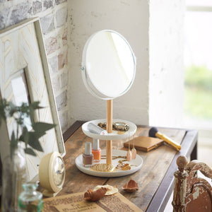 Two-Tier Jewelry Tray With Mirror - Steel + Wood