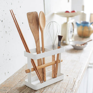 Utensil Holder - Steel + Wood