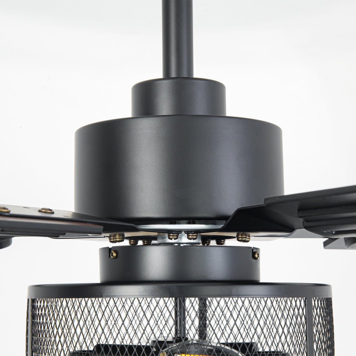 Vaczon 42 Inch DC Motor Industrial Downrod Ceiling Fan with Light and Remote Control