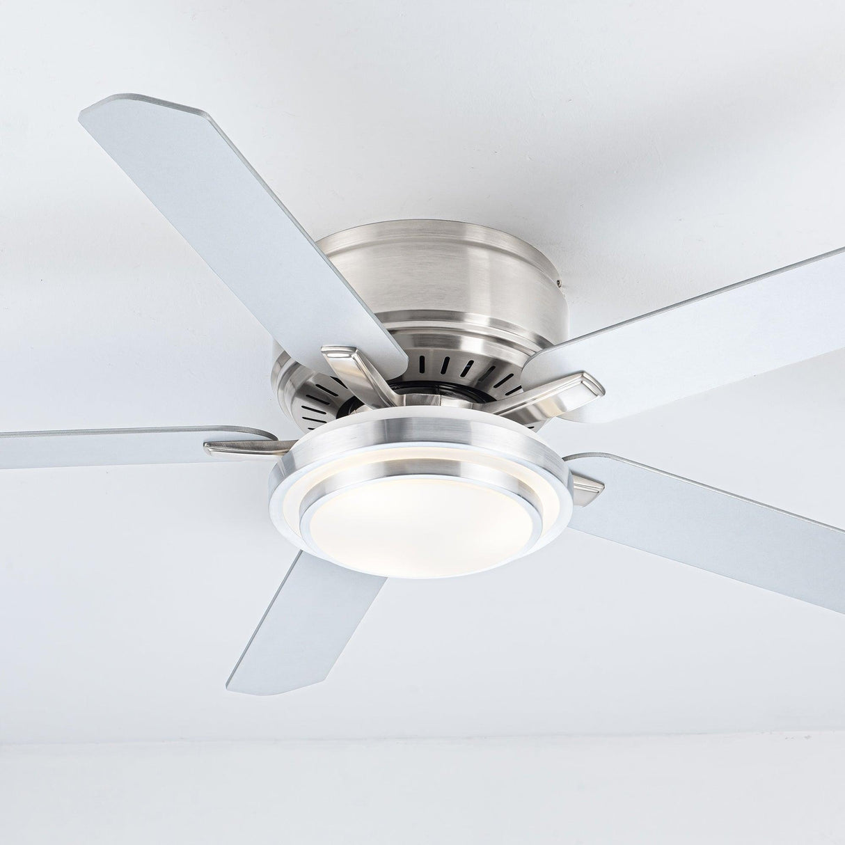 Vaczon 52 Inch Double-sided Blades Flush Mount LED Ceiling Fan with APP and Remote Control