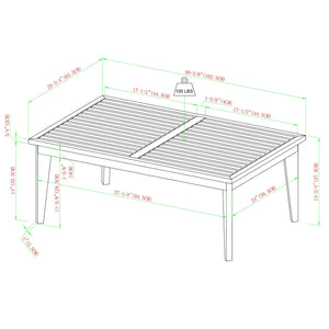 Valencia 4-Piece Mid-Century Modern Acacia Outdoor Slat-Back Chat Set with Coffee Table