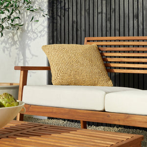 Valencia 4-Piece Mid-Century Modern Acacia Outdoor Slat-Back Chat Set with Coffee Table